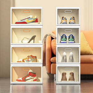 Scatola per Scarpe <span class=keywords><strong>in</strong></span> Acrilico <span class=keywords><strong>Trasparente</strong></span> Impilabile Personalizzata con Apertura Magnetica Laterale Organizzatore Pieghevole Portatile - Product Image 3