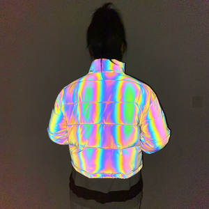 <span class=keywords><strong>Hologramme</strong></span> réfléchissant dames court lumineux <span class=keywords><strong>veste</strong></span> manteau arc-en-ciel pour le froid hiver Polyester doublure Varsity <span class=keywords><strong>veste</strong></span> épaisse femme hiver - Product Image 3