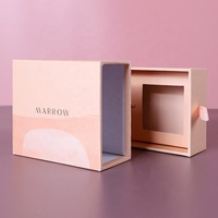 Boîte d'emballage de luxe rose pour parfum et crème pour le visage avec gaufrage, boîte cadeau en papier tiroir personnalisée, matériaux recyclés