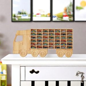 Armoire de rangement pour artisanat en <span class=keywords><strong>bois</strong></span> autoportante murale jouet <span class=keywords><strong>voiture</strong></span> vitrine organisateur peut contenir 42 voitures moulées sous pression présentoir - Product Image 6