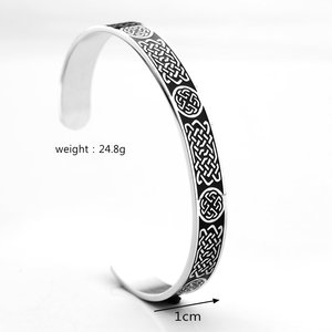 Celtic Knot Stainless Steel Cuff <b>Bracelet</b> Unisex Open C Shape Gift Jewelry - Product Image 5