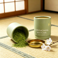 Boîte cylindrique en papier matcha de 30 g, emballage en tube de papier de qualité alimentaire, écologique, taille et design personnalisés, équipée d'un couvercle en métal