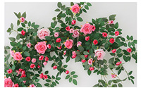 Rose artificielle suspendue de haute qualité, 1,9 m, en soie, faite à la main, douce, moderne, longue durée, fleurs roses, rouges et blanches pour la maison