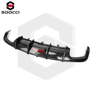 Fibra di carbonio KB stile luci a LED <span class=keywords><strong>A6</strong></span> S6 diffusore per <span class=keywords><strong>Audi</strong></span> S6 C7.5 <span class=keywords><strong>A6</strong></span> Sport paraurti posteriore Splitter labbro Kit corpo Spoiler 2016-2018 - Product Image 4