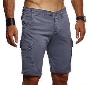 2022 High Quality <strong>Men's</strong> Casual Solid Color Summer Spring Cotton Multi-Pocket <strong>Knee</strong> <strong>Length</strong> Cargo <strong>Shorts</strong> - Product Image 3