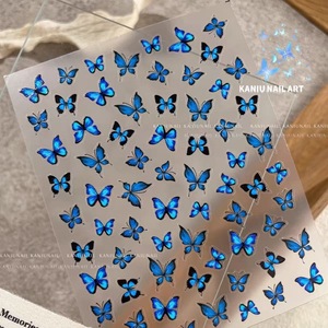 Autocollants pour ongles Blue Butterfly Summer French-Flair, décoration d'ongles en PVC haut de gamme, rêveuse et séduisante - Product Image 4