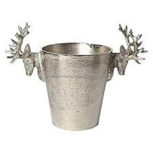 Seau à vin en acier inoxydable avec poignée pour visage de cerf Seau à champagne en métal élégant avec fonction de seau à glace - Product Image 5