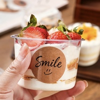 Boîte en plastique transparente avec couvercles en forme de dôme et cuillère, jetable, pour gâteaux, desserts, cupcakes, parfaits, puddings, snacks, fruits, pâtisseries