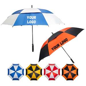 Parapluie noir en gros, parapluie de golf coupe-vent, impression de logo personnalisé, parapluie promotionnel pour les voyages en plein air - Product Image 1