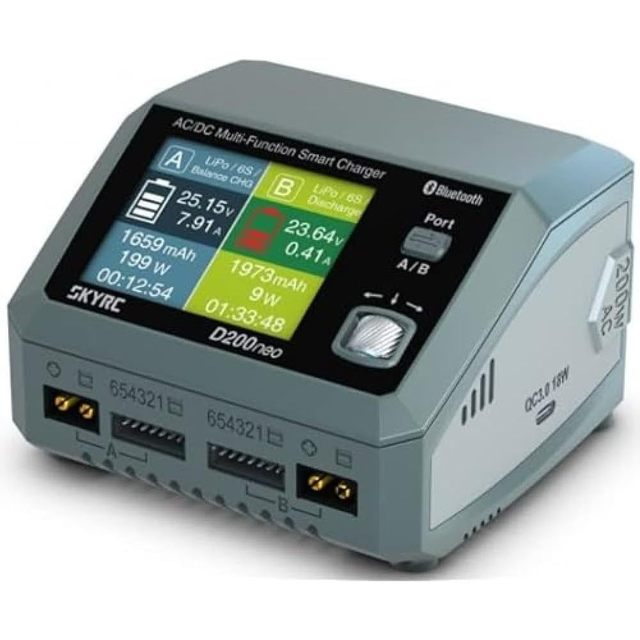 SKYRC D200neo Dual AC/DC 6S/20A Smart Charger Multi-Function with 200W AC and 800W DC Capabilities