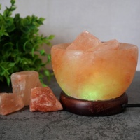 Holzfuß Ladegerät USB Natural Crafts Fire Bowl Glücks lampe aus Pakistan Pink Stone Herstellungs preis Himalaya Salz lampe