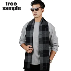 Lenços de inverno de caxemira de caxemira de design preto de lã personalizado de luxo com borla lenço jacquard masculino desenho fabricantes