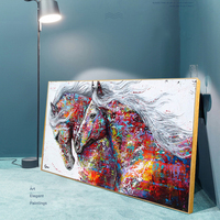 2 cheval Art Peinture sur Toile Graffiti Deux Chevaux de Course Mur Art Toile Peinture Animaux Photos for Living