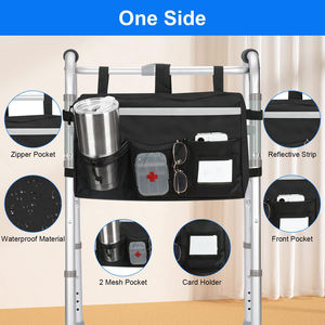 Déambulateur pliable pour fauteuil roulant Panier de rangement mains libres Caddy Grand sac fourre-tout pour marcheur avec porte-gobelet - Product Image 4