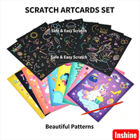 Set Seni Gores Ajaib Pelangi untuk Anak-Anak, Kartu Seni Gores Tema Unicorn, Laut, Luar Angkasa, Dinosaurus, Perlengkapan Kerajinan Gambar DIY untuk Anak Laki-Laki dan Perempuan
