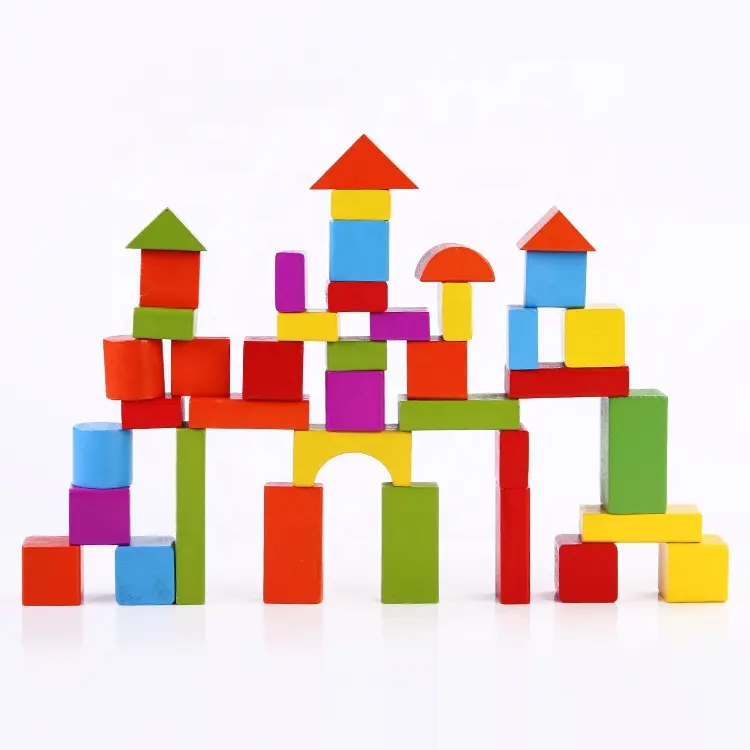 40ชิ้น Montessori สีสันอิฐชุดของเล่นเด็กการศึกษาอาคารไม้บล็อกของเล่นสำหรับเด็ก2020