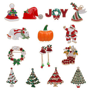 Nouvelle <span class=keywords><strong>broche</strong></span> de Noël transfrontalière pour <span class=keywords><strong>Amazon</strong></span>, <span class=keywords><strong>broche</strong></span> de Noël pour femmes, arbre de Noël, Père Noël, renne, couronne, cloche, épingle pour enfants - Product Image 5