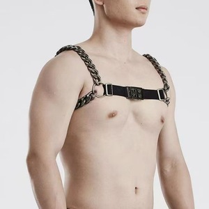Men's <b>Titanium</b> Steel Body <b>Chain</b> Black Geometric Design Daily Wear Fashion Jewelry Set M-87 - Product Image 2