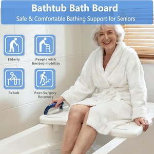 Planche de transfert de sécurité pour salle de bain, 47 pouces, blanche, antidérapante, avec poignée, pour l'aide au bain et à la douche - Product Image 3