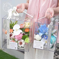 Valentijnsdag Acryl Transparante Rechthoekige Handtas Cadeaudoos Bloemarrangement Geldhouder Verpakking DIY China Cadeau