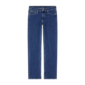 Jeans de Corte Recto Transpirables para Hombre en Mezcla de Mezclilla Ligera con Tela Lista para el Verano y Caída Cómoda - Product Image 1