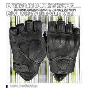 Gants de moto rétro d'été en cuir véritable, gants anti-choc pour hommes et femmes, équipement de course moto, fonction écran tactile - Product Image 2