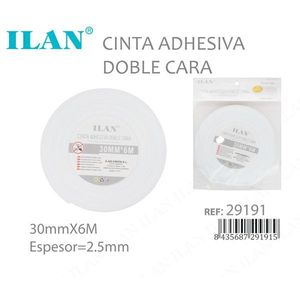 Cinta Adhesiva de Doble Cara Ilan 30mm X 6m Grosor 2.5mm Para Montaje y Fijación - Product Image 1