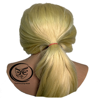Masques de tête en silicone réalistes avec cheveux dorés, design personnalisé de haute qualité, pour acteurs de cinéma, cosplay, Halloween, accessoires de fête