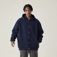 Cardigan en molleton brossé style veste de baseball, à boutons, de haute qualité, avec logo personnalisé, épais, pour hommes et unisexe
