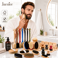 Brosse à vagues 360 JARNIER pour hommes, en bois, moyenne, courbée, pour barbe et cheveux, poils de sanglier durs, personnalisable avec logo, vente en gros