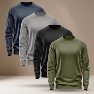 Camiseta personalizada para hombre, 100% algodón, de lujo, con cuello redondo, manga larga, estilo urbano, de alta calidad. - Product Image 3