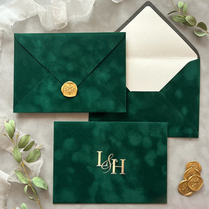 Enveloppes de luxe de haute qualité en velours bordeaux avec motif cœur doré, pour cartes cadeaux vierges, lettres et courrier, pour mariages et fêtes d'anniversaire - Product Image 6
