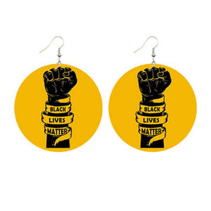 <span class=keywords><strong>Pendientes</strong></span> de aro de madera de 6cm, <span class=keywords><strong>pendientes</strong></span> con pintura al óleo africana, black lives matter, fabricante de china, venta al por mayor - Product Image 3