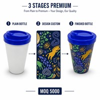 Vente flash : Tasse à café en PP écologique sans BPA de 15 oz avec design lenticulaire 3D, couvercle premium et paille pour la rentrée scolaire