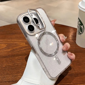 เคสใสกันกระแทกแบบแม่เหล็กพร้อมกลิตเตอร์สำหรับ iPhone 15 16 14 13 12 11  พร้อมที่พับเก็บกล้อง - Product Image 3