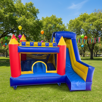Kaluen Nouveau Design Château Gonflable 4m*4m Extérieur/Intérieur avec Toboggan Combiné pour Enfants, Jeux et Amusements, Toboggan Gonflable Château
