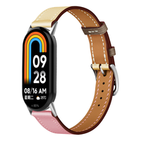 BEEFLYPOWER Luxuriöses Leder-Atmungsaktives Zweifarbiges Armband für Mi Band 8/9/10 Smartwatch