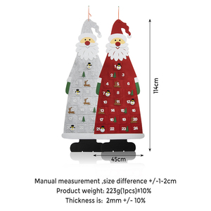 Calendrier de l'Avent en feutre polyester avec poches, décoration murale de Noël, 24 jours, décorations de porte de Noël réutilisables - Product Image 3