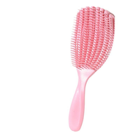Brosse Démêlante Anti-Statique Courbée et Ventilée à Poignée TPEE, Design Compact pour Cheveux Bouclés Mouillés et Secs, Coiffage Personnalisé