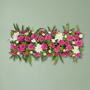 Panel de Flores Artificiales de Seda Premium, Color Fucsia Radiante, Marfil, Peonía Rosa Intenso, Dalia Blanca, 90cm, Flexible - Product Image 3