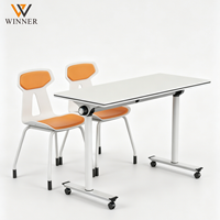 Bureau pliant portable de haute qualité, mécanisme de pliage rapide, forte capacité de charge, support mobile, plateau en bois pour l'école et la formation