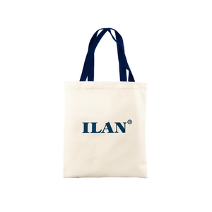 Borsa in Tela Multiuso Ilan 37x45cm Crema con Manici Blu Navy - Product Image 1