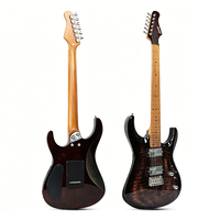 Guitare électrique Surpass Music avec corps en aulne, placage en érable tigré, micros HH, manche en érable torréfié, 6 cordes, guitare pour adulte