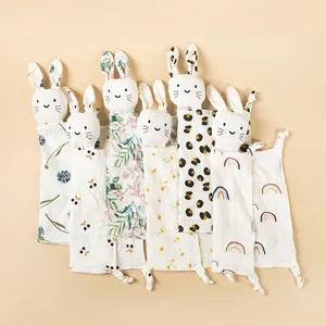 Offre Spéciale infantile lapin enfant en bas âge sécurité jouet bébé sécurité lapin couette bébé mousseline couverture pour nouveau-né