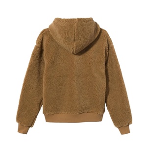 Vêtements d'hiver personnalisés avec logo brodé, veste en polaire sherpa, fourrure chaude et moelleuse, fermeture éclair, sweat à capuche - Product Image 2