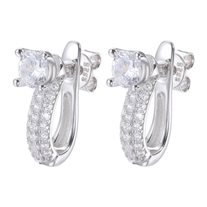 Boucles d'oreilles clous convertibles en argent sterling 925 avec moissanite couleur D, design tendance époustouflant, boucles d'oreilles créoles détachables - Product Image 1