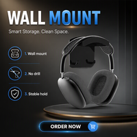Support mural adhésif sans perçage réglable en ABS pour microphone, casque et écouteurs de jeu