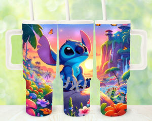 Feliz <span class=keywords><strong>Navidad</strong></span> Dibujos animados <span class=keywords><strong>Stitch</strong></span> KT CAT 40oz <span class=keywords><strong>Taza</strong></span> de viaje térmica de acero inoxidable con asa Vaso con pajita - Product Image 4