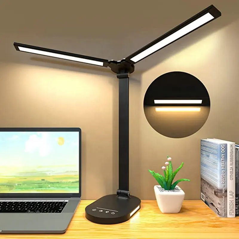 Modern Flexible 5 Colors Dimming Folding Desk Lamp Metal 10W Wireless Charger Table Lamps LED Night Light For Reading Studying
