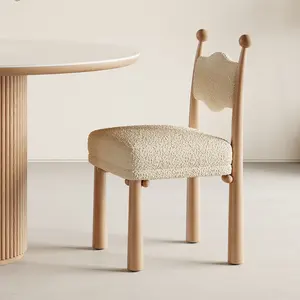 Kursi makan kayu desain Nordik mewah langsung dari pabrik dengan kulit Top-Grain kursi makan